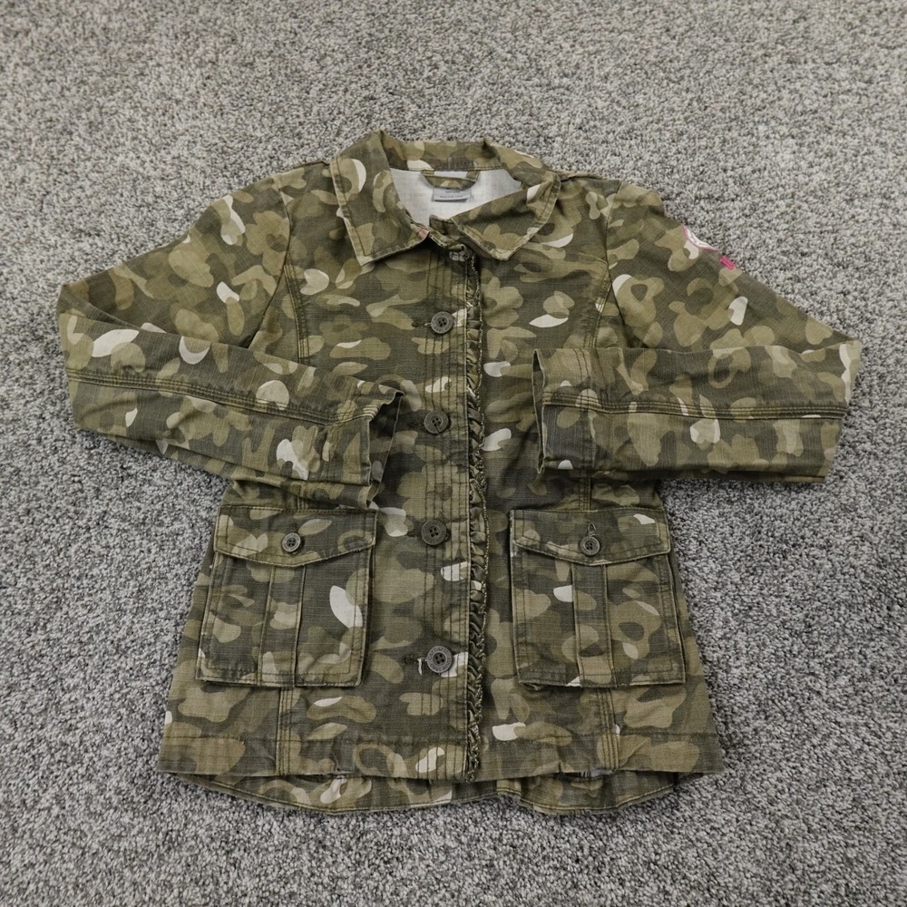 Carhartt Jacket Girls S 8 Green Brown Camo Outdoor Hunting Canvas Work Coat Kids